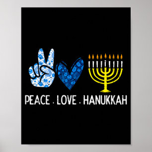 Peace Love Hanukkah Retro Chanukah Jewish Men Wome Poster