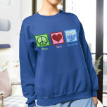 Peace Love Hanukkah Sweatshirt<br><div class="desc">Peace Love Hanukkah sweatshirt for a Jewish woman who likes to celebrate Chanukah. A pretty peace sign, heart, and a beautiful menorah.</div>