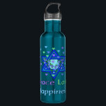 Peace Love Happiness 710 Ml Water Bottle<br><div class="desc">Hearts, Star of David, and the words "Peace Love Happiness" are a lovely way to say Happy Hanukkah.</div>