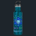 Peace Love Happiness 710 Ml Water Bottle<br><div class="desc">Hearts, Star of David, and the words "Peace Love Happiness" are a lovely way to say Happy Hanukkah.</div>