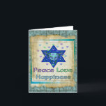 Peace Love Happiness Card<br><div class="desc">Hearts,  Star of David,  and the words "Peace Love Happiness" are a lovely way to say Happy Hanukkah.</div>