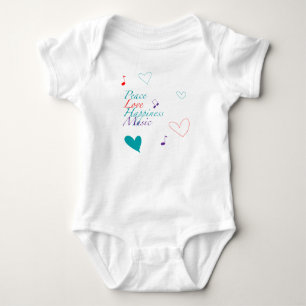 Peace Love Happiness Music T-Shirt Baby Bodysuit