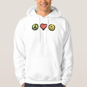 Peace Love Happiness Positive Message Symbols  Hoodie