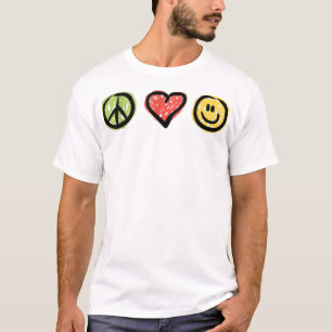 Peace Love Happiness Positive Message Symbols  T-Shirt
