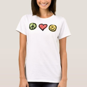Peace Love Happiness Positive Message Symbols  T-Shirt