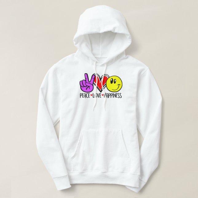 Peace Love Happiness Positivity  Hoodie (Design Front)