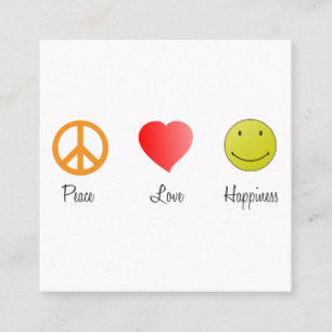 Peace Love Happiness Square Business Card