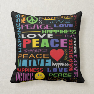 Peace Love Happiness Throw Pillow