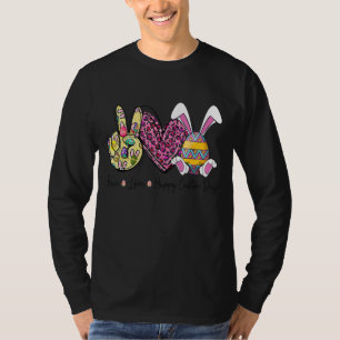 Peace Love Happy Easter's Day Pink Leopard Eggs Bu T-Shirt