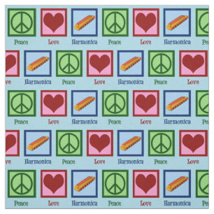 Peace Love Harmonica Fabric
