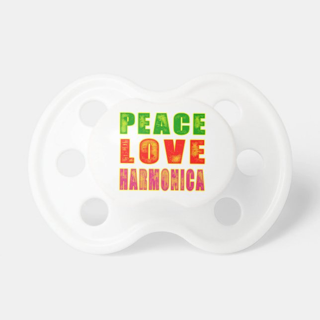 Peace Love Harmonica Pacifier (Front)
