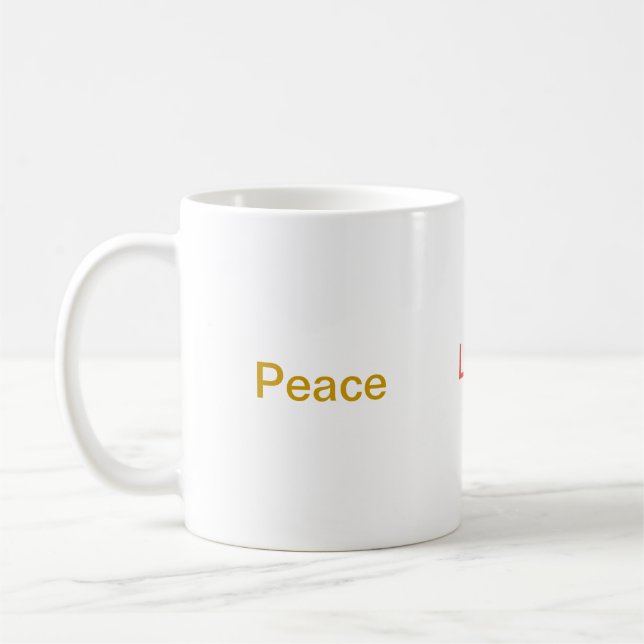 Peace Love Harmony gold red green Coffee Mug (Left)