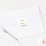 Peace Love Harmony gold red green Square Sticker<br><div class="desc">Red green and gold. The saying is Peace Love Harmony. This is a nice saying for a season's greeting or any time of the year. Bold bright and minimalist.</div>