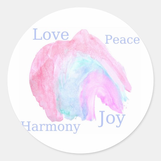 Peace Love Harmony Joy Classic Round Sticker (Front)