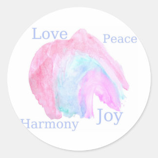 Peace Love Harmony Joy Classic Round Sticker