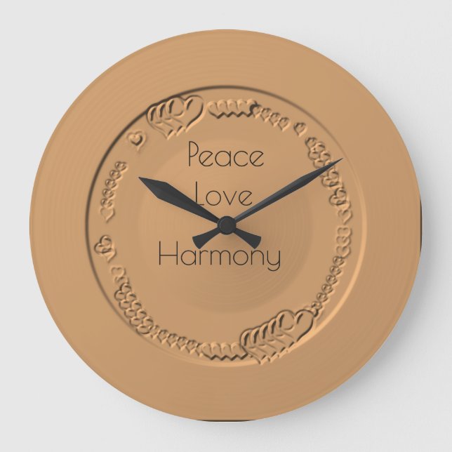 Peace Love Harmony Text  on Gold Clock (Front)