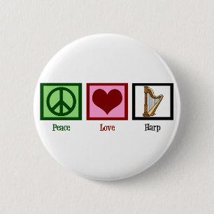 Peace Love Harp 2 Inch Round Button