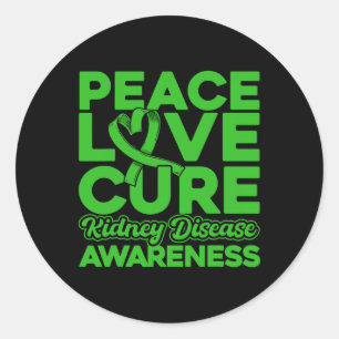 Peace Love Healing Kidney Disease Awareness Classic Round Sticker