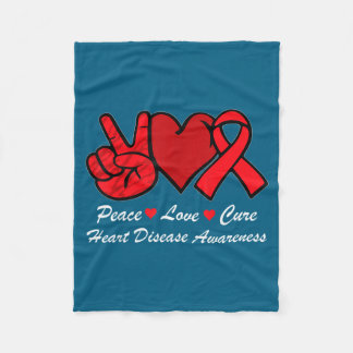 Peace Love Heart Disease Awareness Chd Suprt Wear  Fleece Blanket