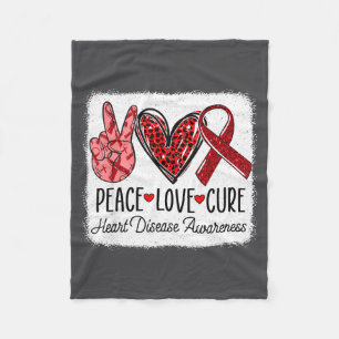 Peace Love Heart Disease Awareness Chd Suprt Wear  Fleece Blanket