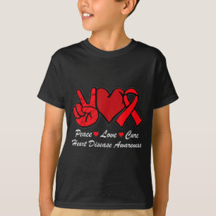 Peace Love Heart Disease Awareness Chd Suprt Wear T-Shirt
