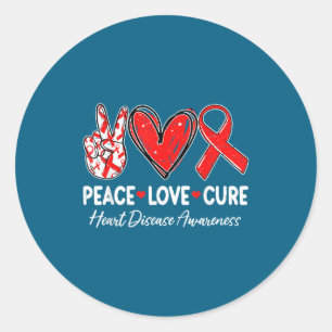 Peace Love Heart Health Heart Disease Awareness Ch Classic Round Sticker