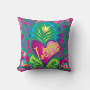 Peace Love Heart Throw Pillow