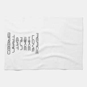 Peace, love, hike, bike, run, eat, train, breed kitchen towel