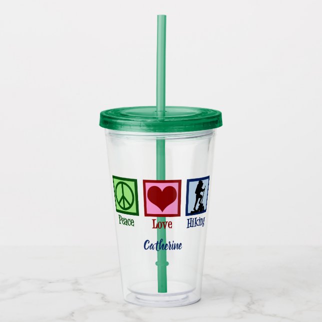 Peace Love Hiking Acrylic Tumbler (Front)