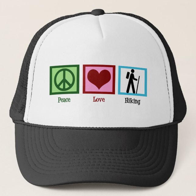 Peace Love Hiking Trucker Hat (Front)