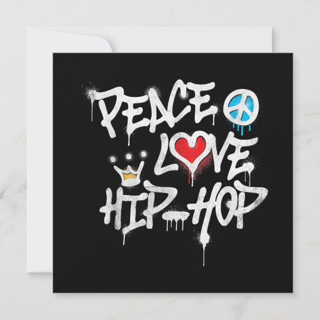 Peace Love Hip Hop Dancing Invitation (Front)