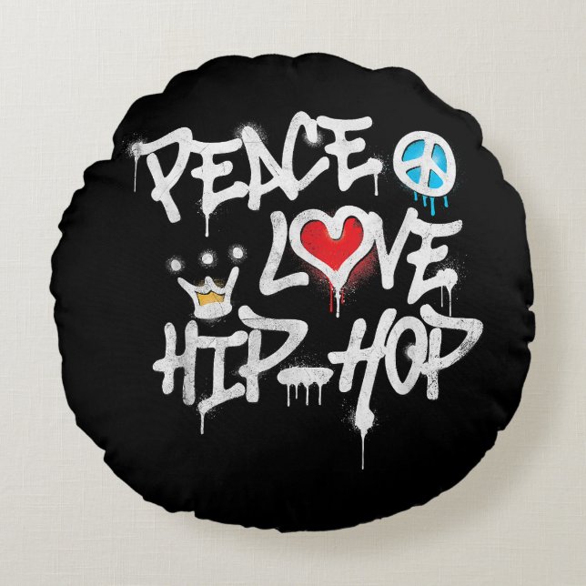 Peace Love Hip Hop Dancing Round Pillow (Front)