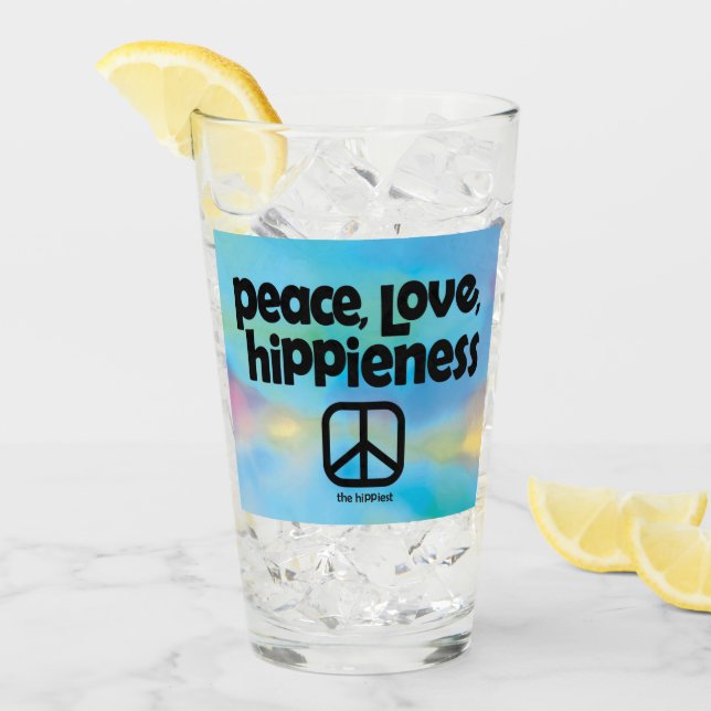 Peace, Love Hippieness Glass (Front Ice)