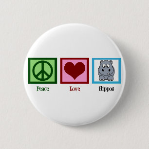 Peace Love Hippos 2 Inch Round Button