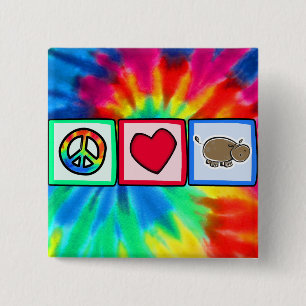 Peace, Love, Hippos 2 Inch Square Button