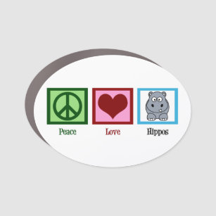 Peace Love Hippos Cute Hippo Mascot Car Magnet