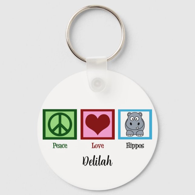 Peace Love Hippos Keychain (Front)