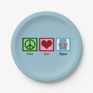 Peace Love Hippos Paper Plate