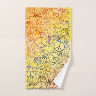 Peace Love Hippy Symbol Design Hand Towel