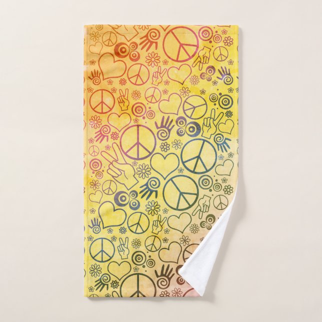 Peace Love Hippy Symbol Design Hand Towel (Hand Towel)