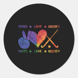 Peace Love Hockey (1) Classic Round Sticker