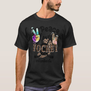 Peace Love Hockey Auntie Life Mom Grandma Leopard T-Shirt