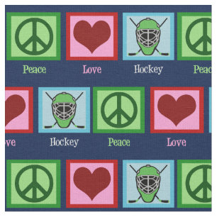Peace Love Hockey Christmas Fabric