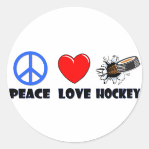 Peace Love Hockey Classic Round Sticker