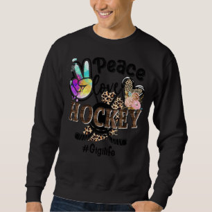 Peace Love Hockey Gigi Life Mom Grandma Leopard Sweatshirt