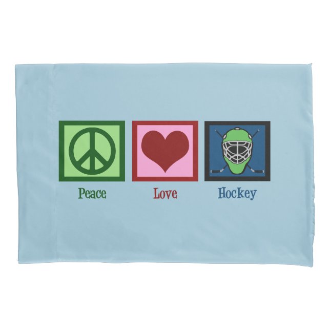 Peace Love Hockey (Goalie Mask) Cute Pillowcase (Front)