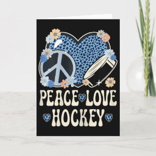 Peace Love Hockey Lover Outfit Cheetah Print Cute  Card