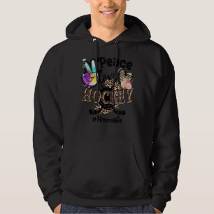 Peace Love Hockey Nonna Life Mom Grandma Leopard Hoodie