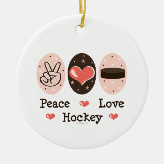 Peace Love Hockey Ornament