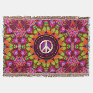 Peace & Love Homely Hippie  Throw Blanket